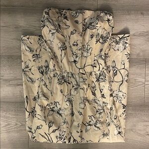 H&M Strapless Floral Dress - Black and Cream